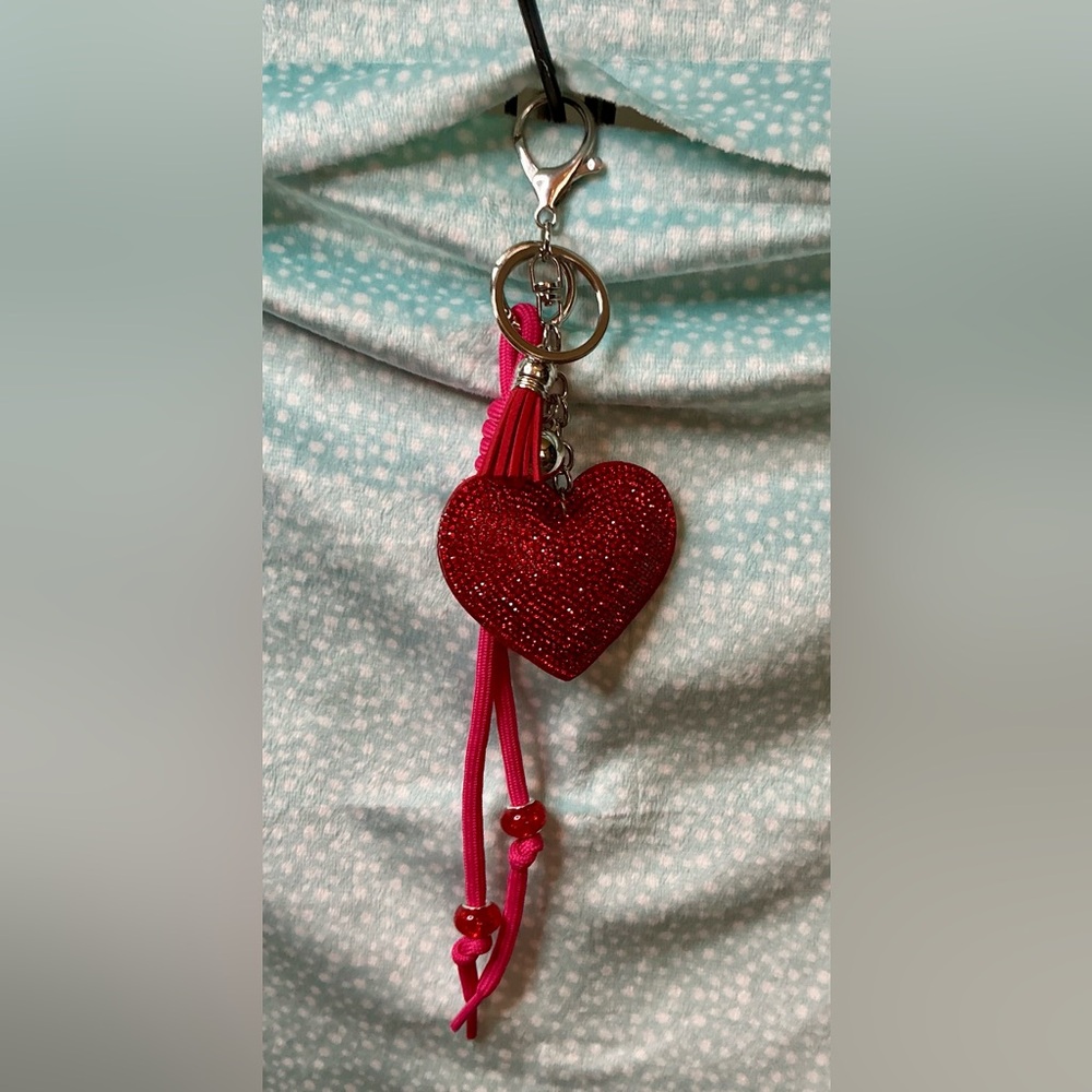 Red Heart Keychain with Tassel